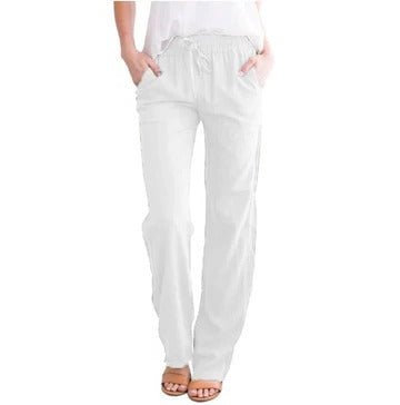 Women's Straight-Leg Beach Pants - White