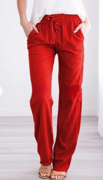 Women's Straight-Leg Beach Pants - Red