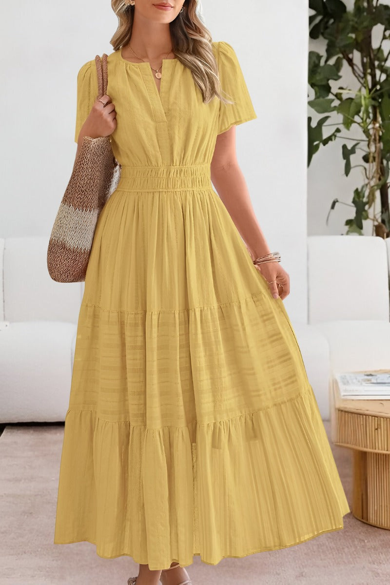 Boho Midi Dress - Yellow