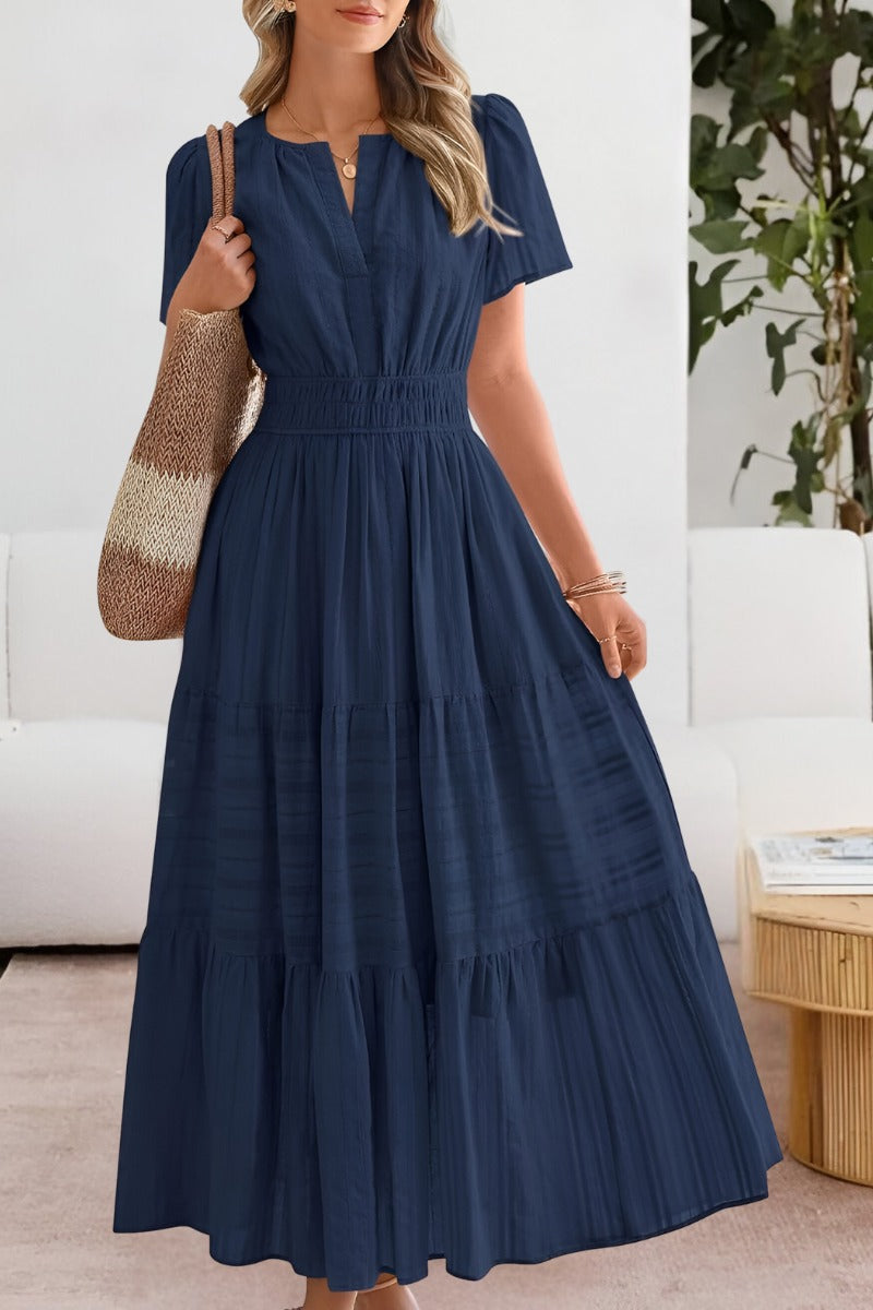 Boho Midi Dress - Navy Blue