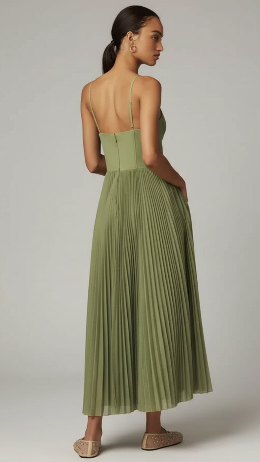 Pleated Corset Midi Dress