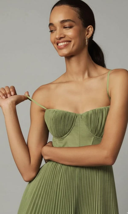 Pleated Corset Midi Dress