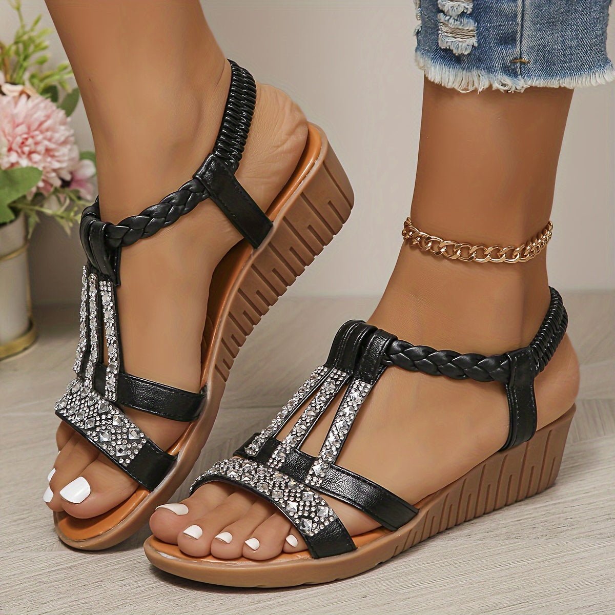 Women's Wedge Sandals - Black