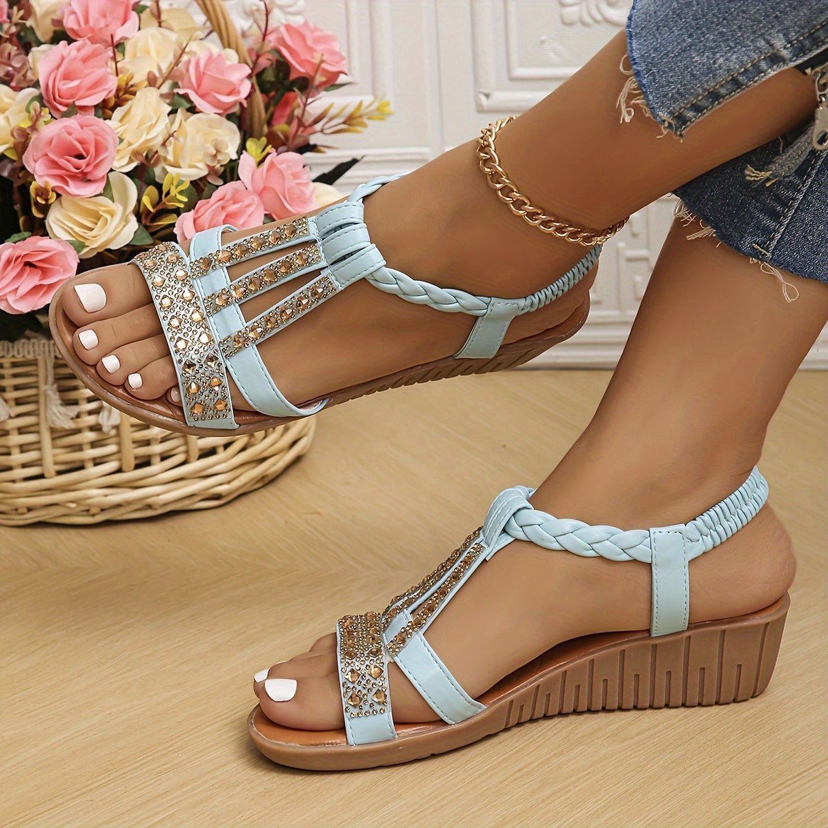 Women's Wedge Sandals - Light Blue