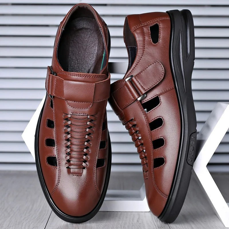 Leather Summer Sandals - Brown