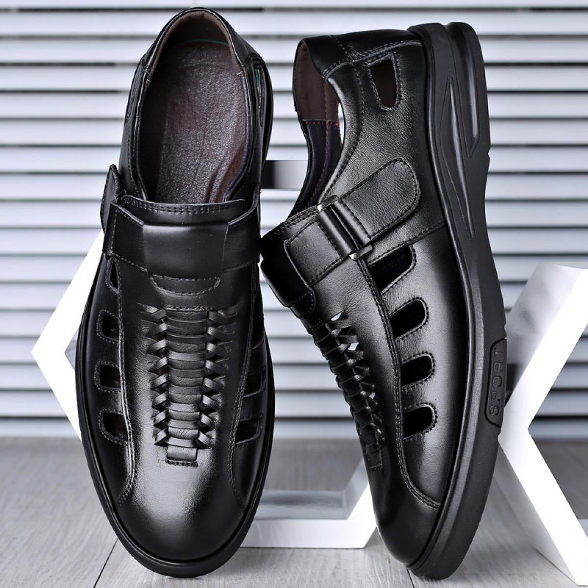 Leather Summer Sandals - Black