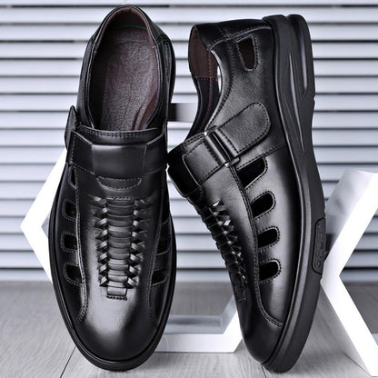 Leather Summer Sandals - Black