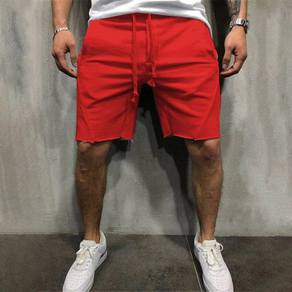 Casual Drawstring Sweat Shorts - Red