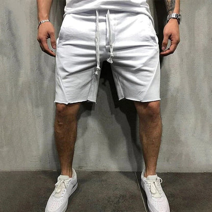 Casual Drawstring Sweat Shorts - White