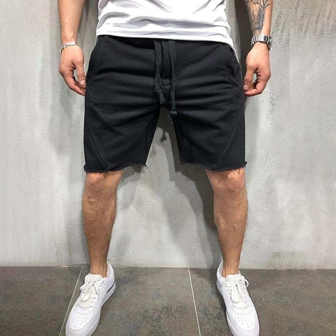 Casual Drawstring Sweat Shorts - Black