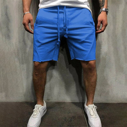 Casual Drawstring Sweat Shorts - Blue