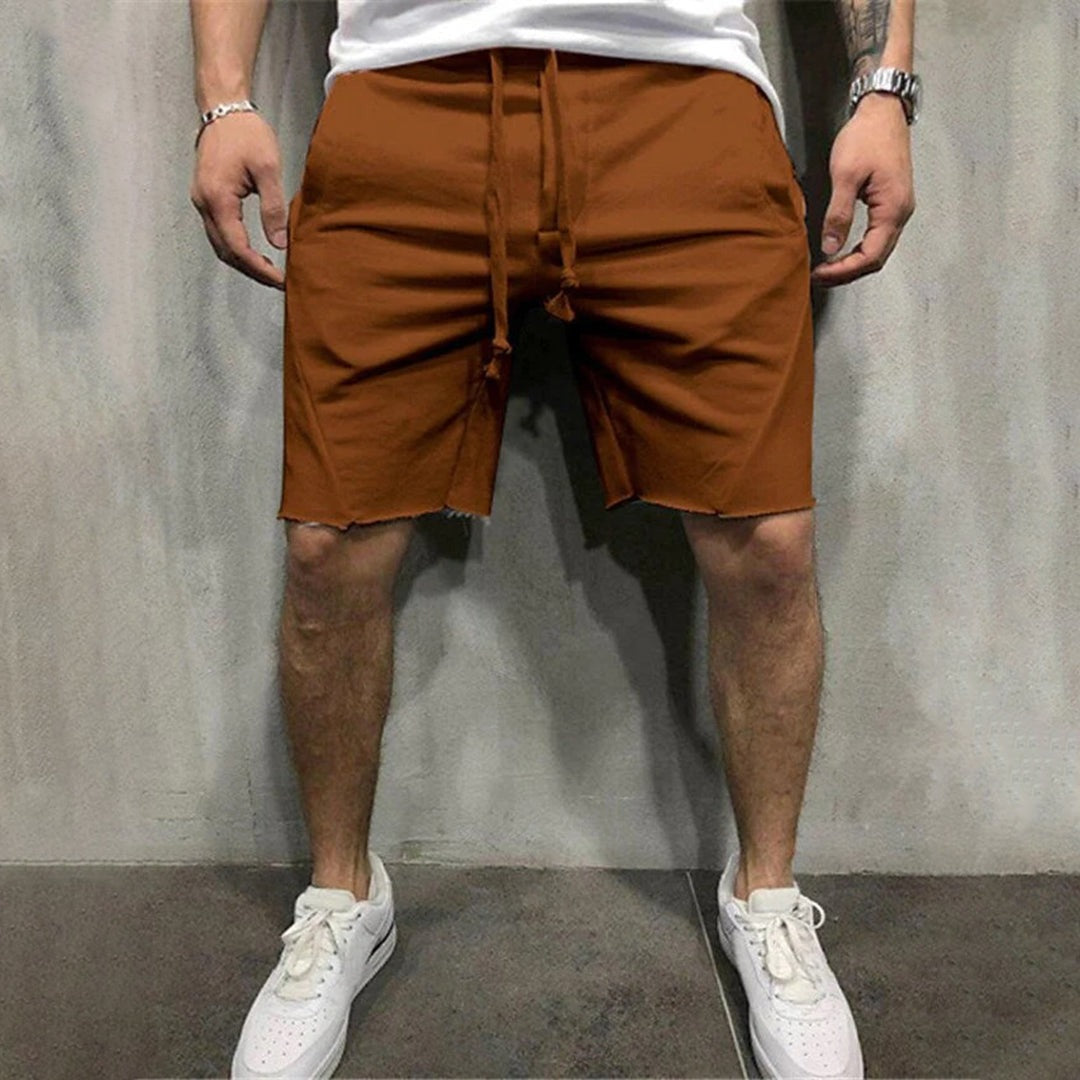 Casual Drawstring Sweat Shorts - Brown