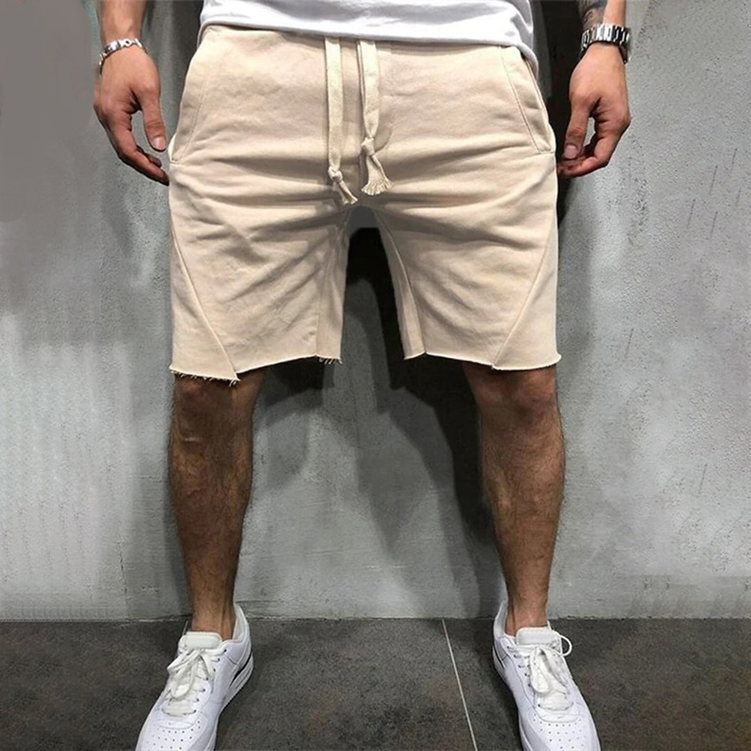 Casual Drawstring Sweat Shorts - Khaki