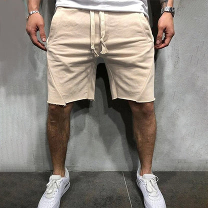 Casual Drawstring Sweat Shorts - Khaki