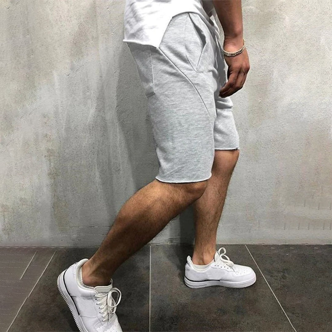 Casual Drawstring Sweat Shorts - Light Gray