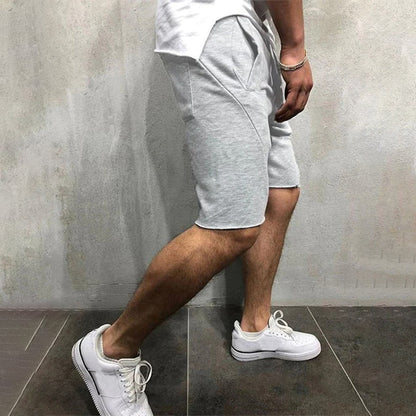 Casual Drawstring Sweat Shorts - Light Gray