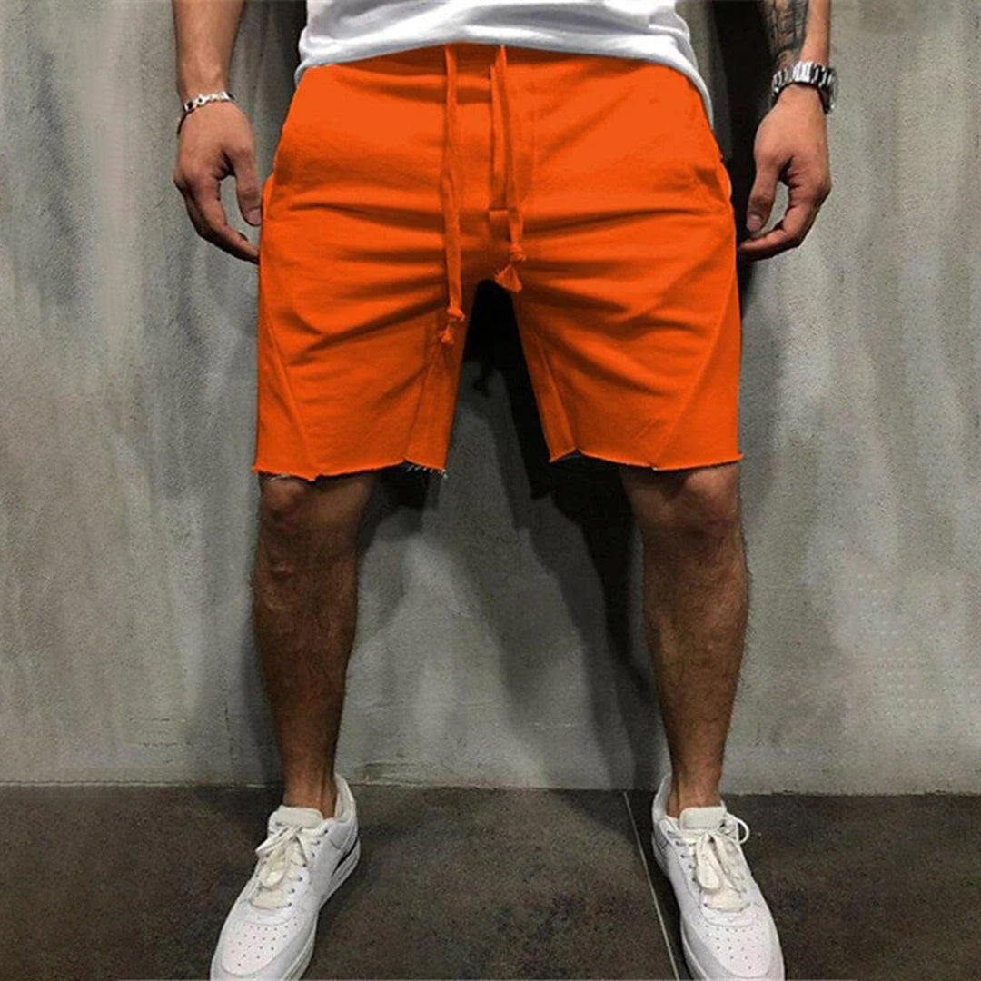 Casual Drawstring Sweat Shorts - Orange