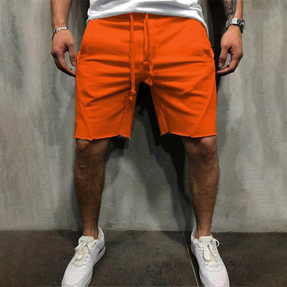Casual Drawstring Sweat Shorts - Orange