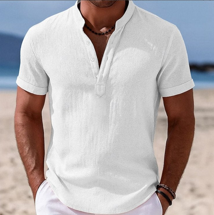 Men's Linen Short Sleeve Shirt - White