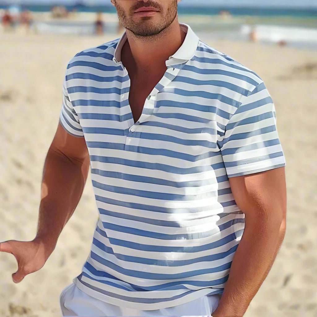 Men's Striped Slim Polo Shirt - Blue
