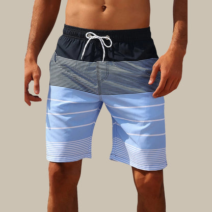 Striped Beach Swim Trunks - Blue