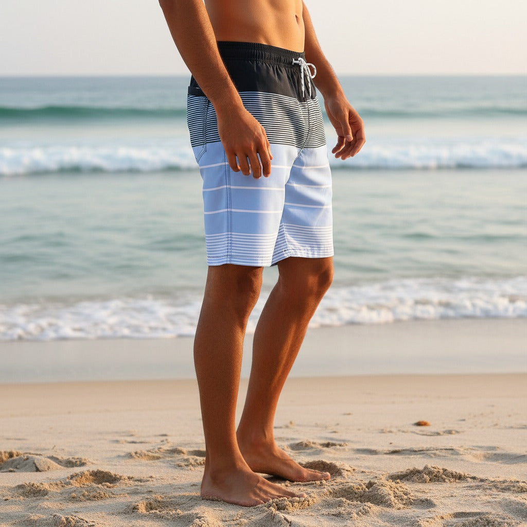 Striped Beach Swim Trunks
