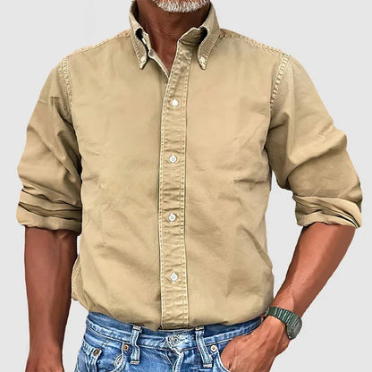 Casual Long Sleeve Shirt - Khaki