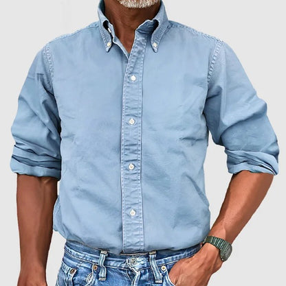 Casual Long Sleeve Shirt - Light Blue