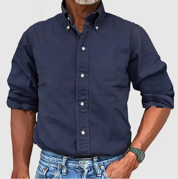 Casual Long Sleeve Shirt - Dark Blue
