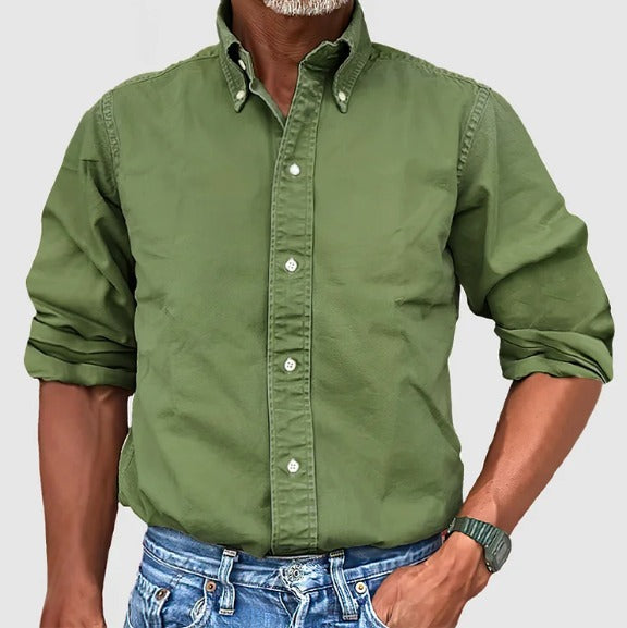 Casual Long Sleeve Shirt - Army Green