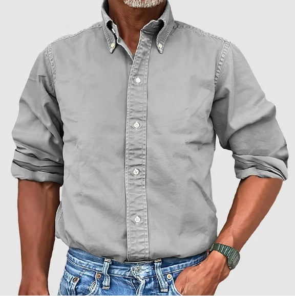 Casual Long Sleeve Shirt - Gray