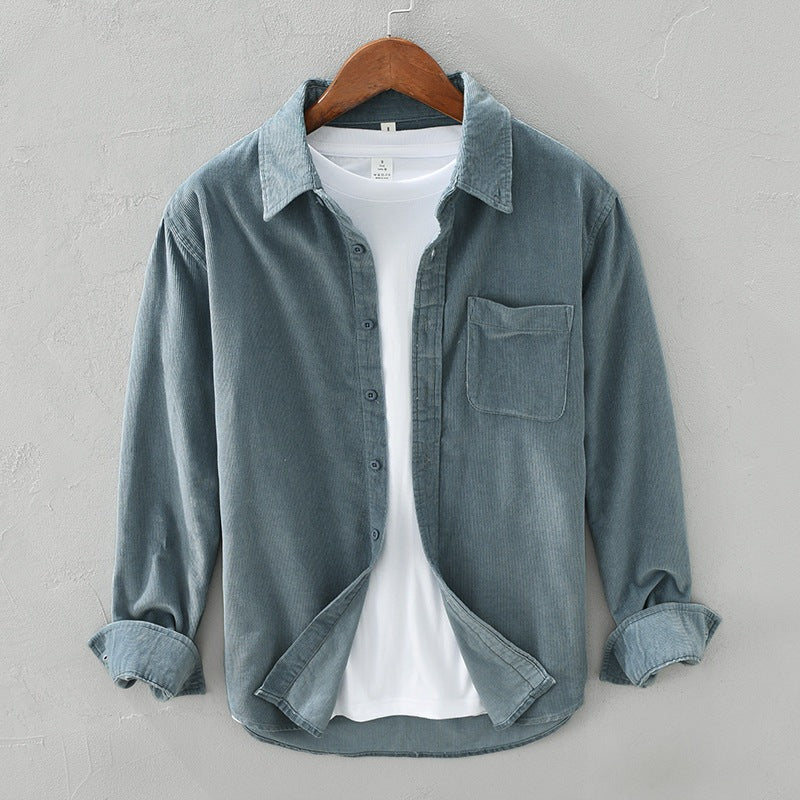 Long Sleeve Corduroy Shirt - Light Blue