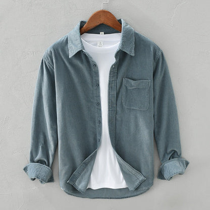 Long Sleeve Corduroy Shirt - Light Blue