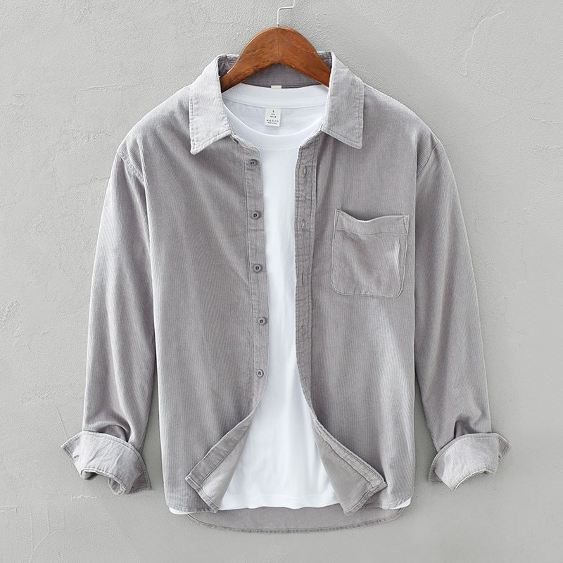 Long Sleeve Corduroy Shirt - Light Gray