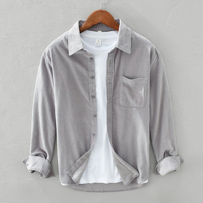 Long Sleeve Corduroy Shirt - Light Gray