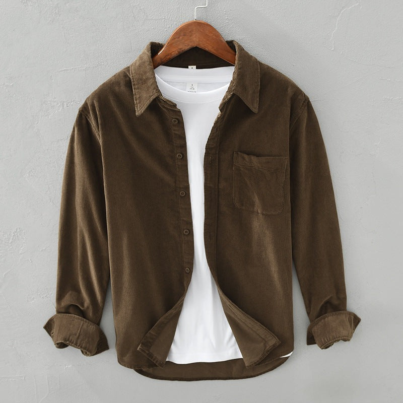 Long Sleeve Corduroy Shirt - Brown