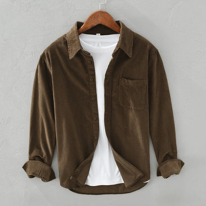 Long Sleeve Corduroy Shirt - Brown