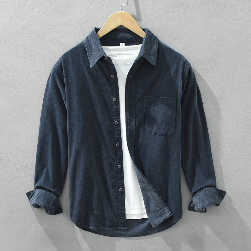 Long Sleeve Corduroy Shirt - Dark Blue
