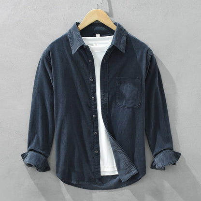 Long Sleeve Corduroy Shirt - Dark Blue