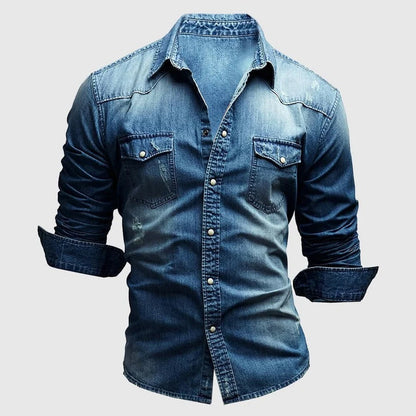 Western Denim Shirt - Dark Blue