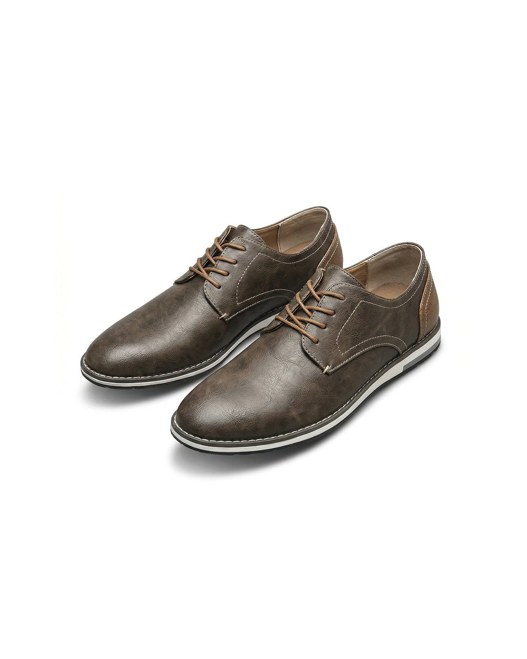 Men's Faux Leather Derby Shoes - Dark Brown