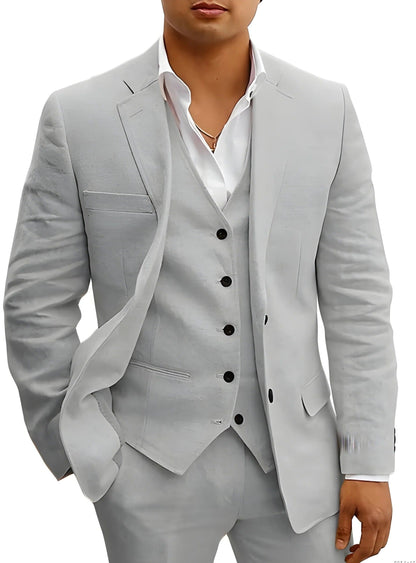 Slim Fit Three Piece Suit - Gray