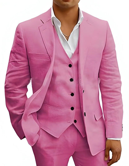 Slim Fit Three Piece Suit - Pink