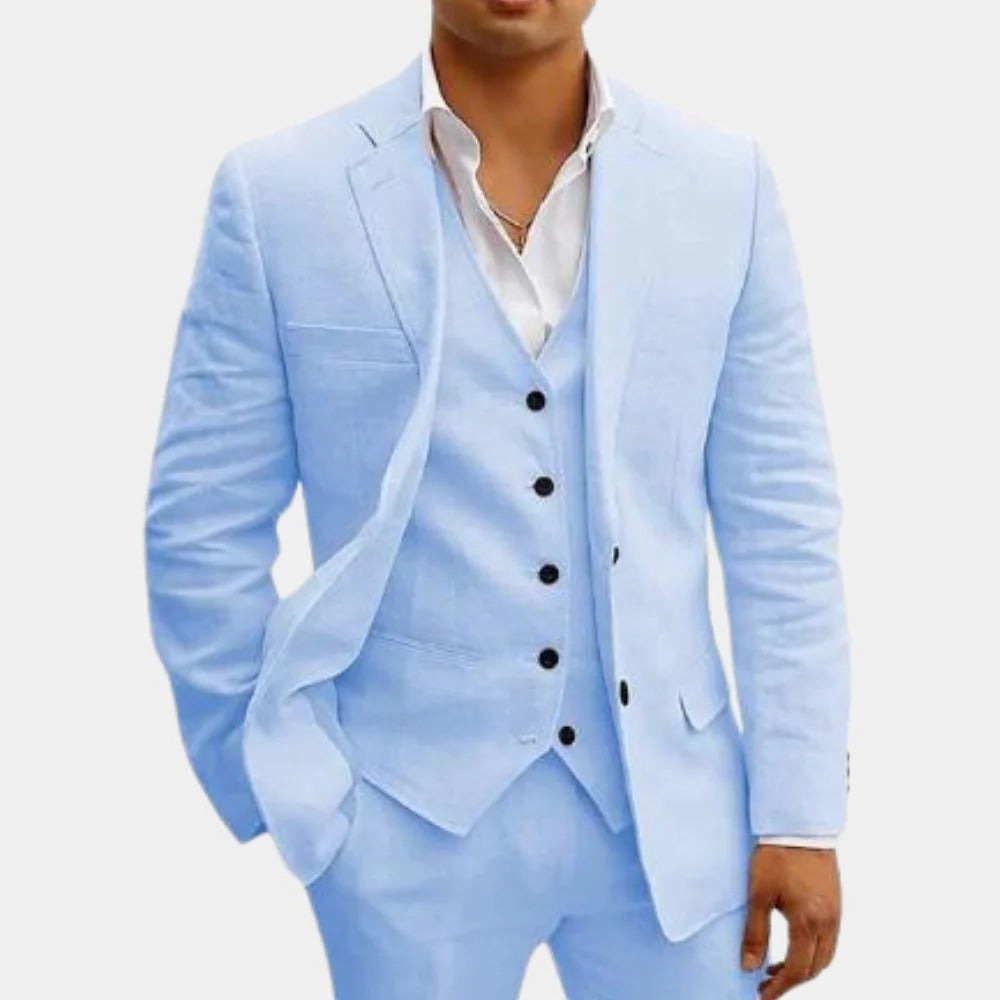 Slim Fit Three Piece Suit - Blue