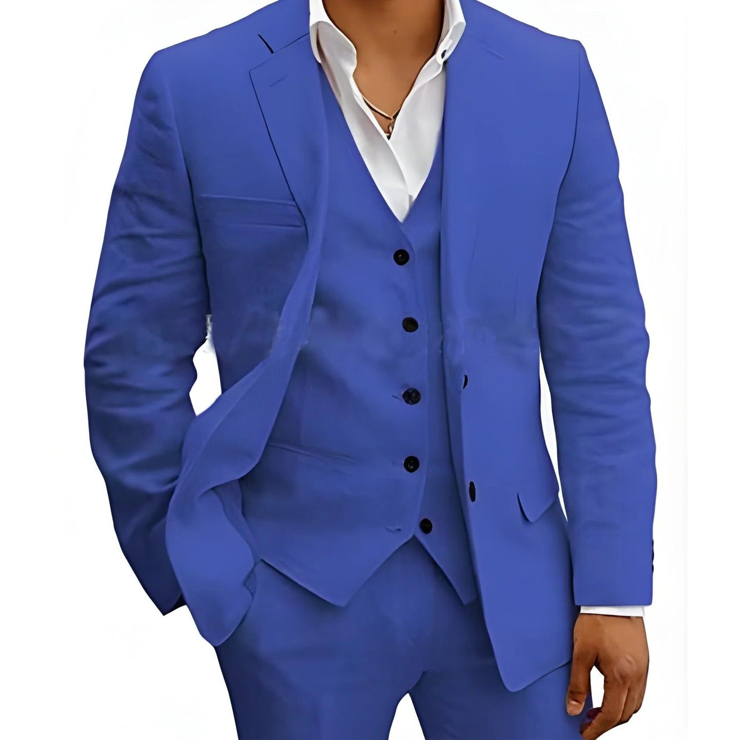 Slim Fit Three Piece Suit - Dark Blue