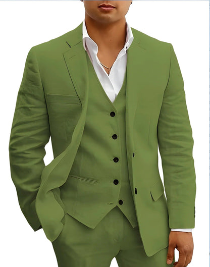 Slim Fit Three Piece Suit - Green