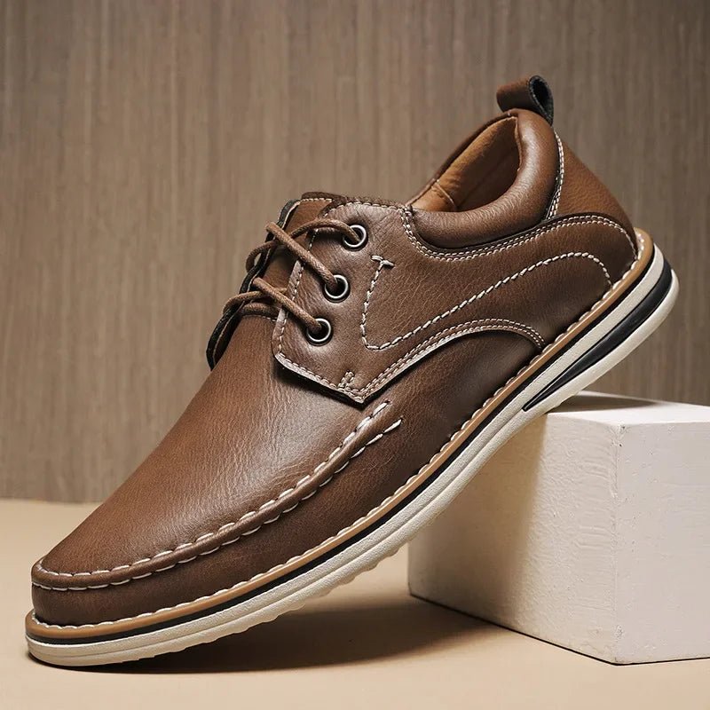 Men's Leather Derby Shoes - Brown