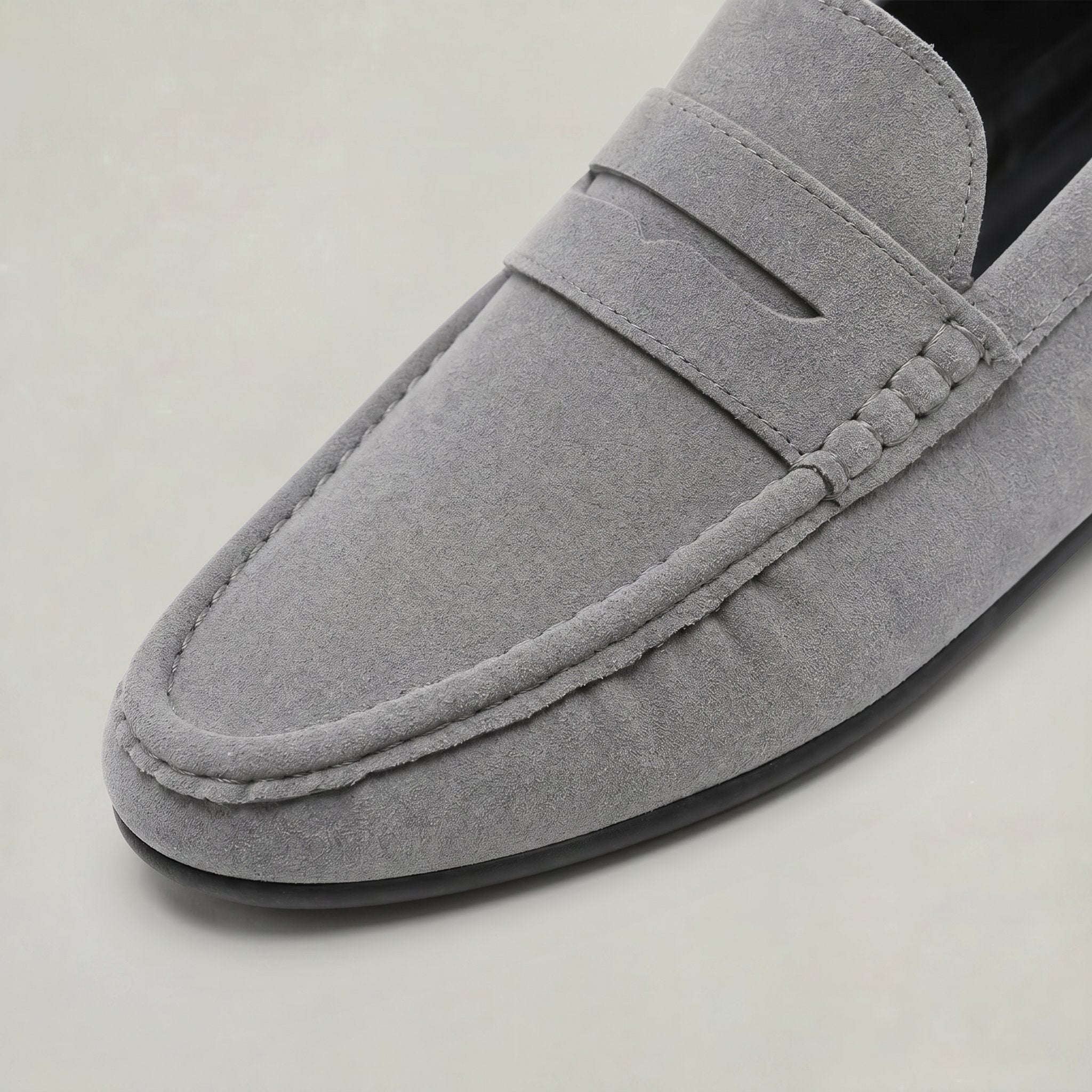 Men's Suede Moc-Toe Penny Loafers