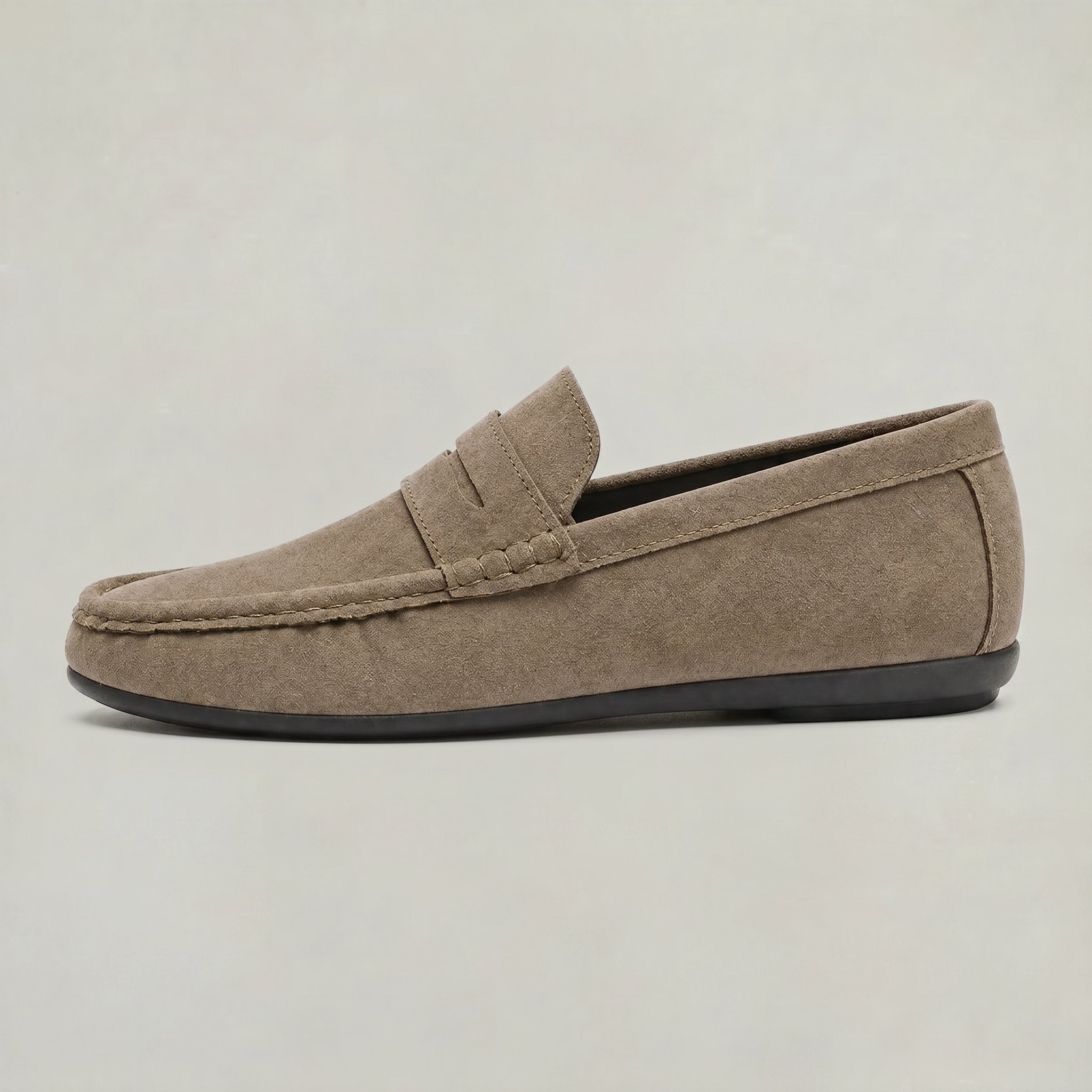 Men's Suede Moc-Toe Penny Loafers - Camel