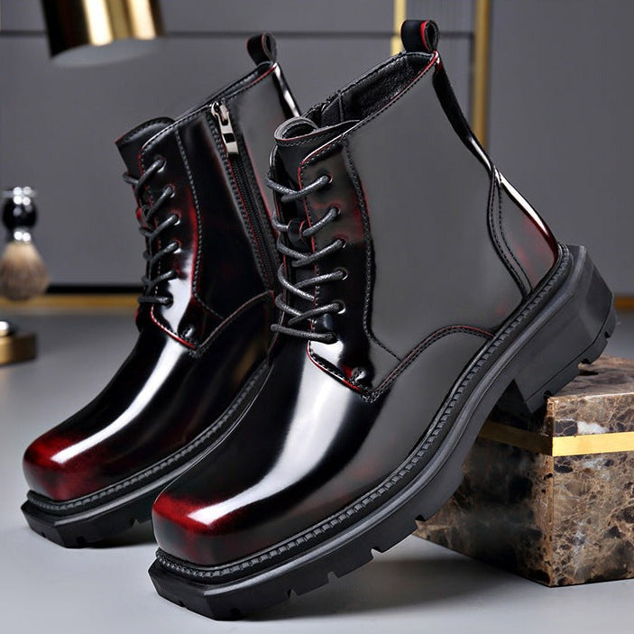 Lace Up Ankle Boots - Oxblood Red